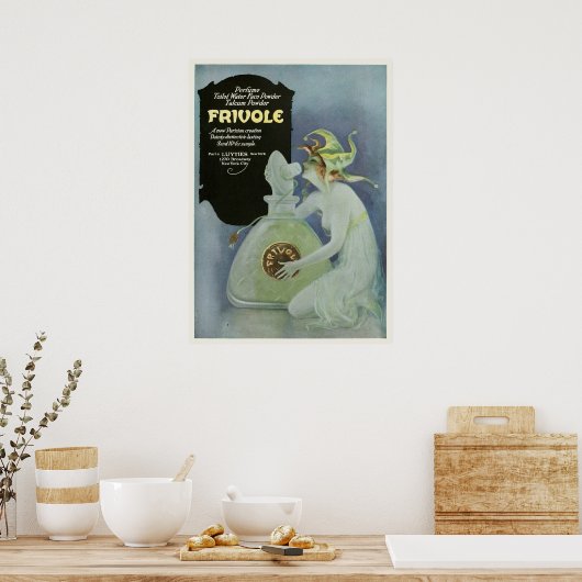 ヴィンテージ1920年代のプリントアドウーマンフリボレ香水 ポスター (キッチン)