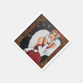 ヴィンテージ1920年代の冬のフラッパー女性 スタンダードカクテルナプキン (角)