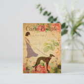 ヴィンテージ1920年代の女性と犬のフローラ フランスの ポストカード (スタンド正面)