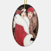 ヴィンテージ1920年代の女性ウィンターコート セラミックオーナメント (左)