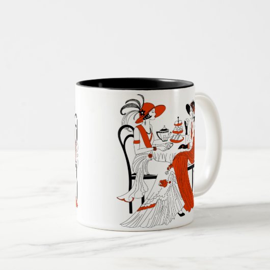 ヴィンテージ1920年代の女性ハイティー ツートーンマグカップ (正面右)