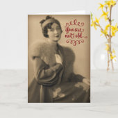 ヴィンテージ1920年代の女性、レトロ、老いぼれの誕生日 カード (黄色い花)