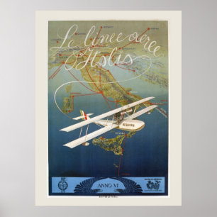 ヴィンテージ1920年代の島の飛行機シャトルイタリアン旅行 ポスター