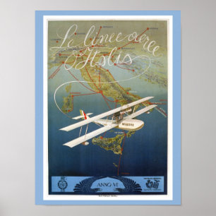 ヴィンテージ1920年代の島の飛行機シャトルイタリアン旅行 ポスター