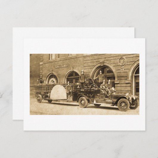 ヴィンテージ1920年代はしご消防会社 ポストカード (正面/裏面)