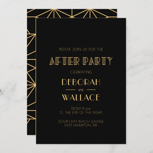 ヴィンテージ1920年代アートシンプルデコ結婚パーティー 招待状 (正面/裏面)