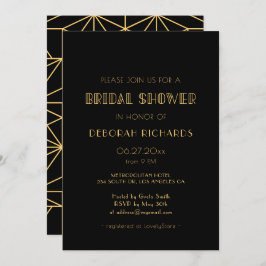 ヴィンテージ1920年代アートデコシンプルブライダルシャワー 招待状