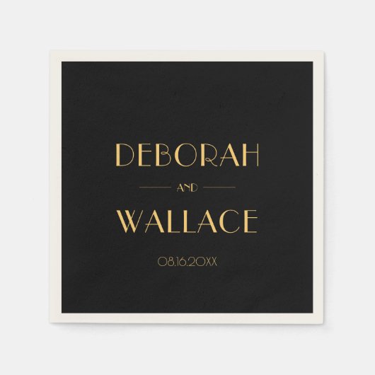 ヴィンテージ1920年代アートデコシンプル結婚 スタンダードカクテルナプキン (正面)