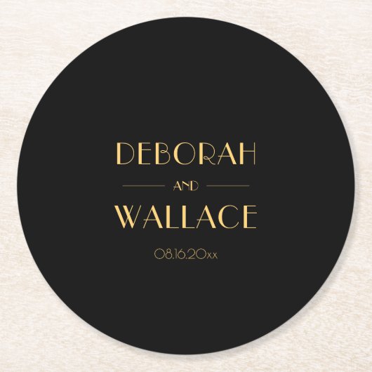 ヴィンテージ1920年代アートデコシンプル結婚 ラウンドペーパーコースター (正面)