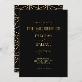 ヴィンテージ1920年代アートデコシンプル結婚 招待状