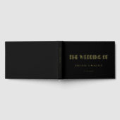 ヴィンテージ1920年代アートデコブラック&ゴールドフォイル結婚ズ ゲストブック (全面)