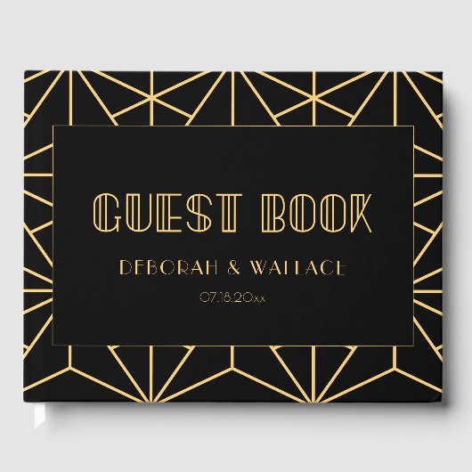 ヴィンテージ1920年代アートデコ幾何結婚図形 ゲストブック (正面)