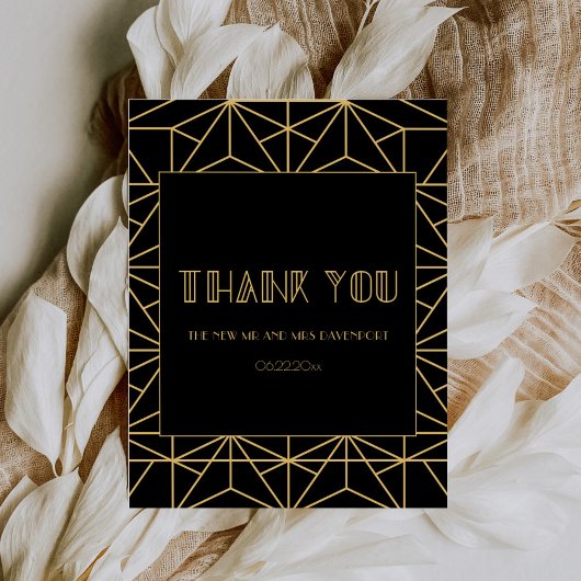 ヴィンテージ1920年代アートデコ幾何結婚図形 サンキューカード