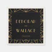 ヴィンテージ1920年代アートデコ幾何結婚図形 スタンダードカクテルナプキン (正面)