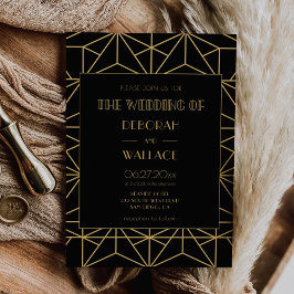 ヴィンテージ1920年代アートデコ幾何結婚図形 招待状