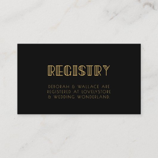 ヴィンテージ1920年代アートデコ結婚のレジストリカード エンクロージャーカード (正面)