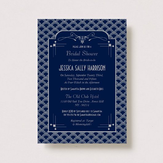 ヴィンテージ1920年代アールデコギャツビーブライダルシャワー 招待状