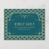 ヴィンテージ1920年代アールデコギャツビー結婚ズコレクション インビテーションポストカード (正面)