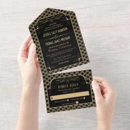 ヴィンテージ1920年代アールデコギャツビー結婚ズコレクション オールインワン招待状