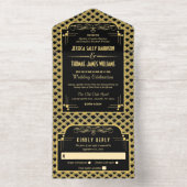 ヴィンテージ1920年代アールデコギャツビー結婚ズコレクション オールインワン招待状 (内側)