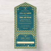 ヴィンテージ1920年代アールデコギャツビー結婚ズコレクション オールインワン招待状 (内側)