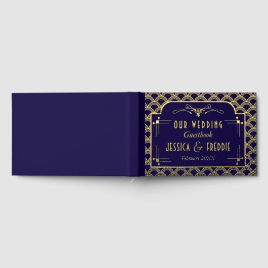 ヴィンテージ1920年代アールデコギャツビー結婚ズコレクション ゲストブック (全面)