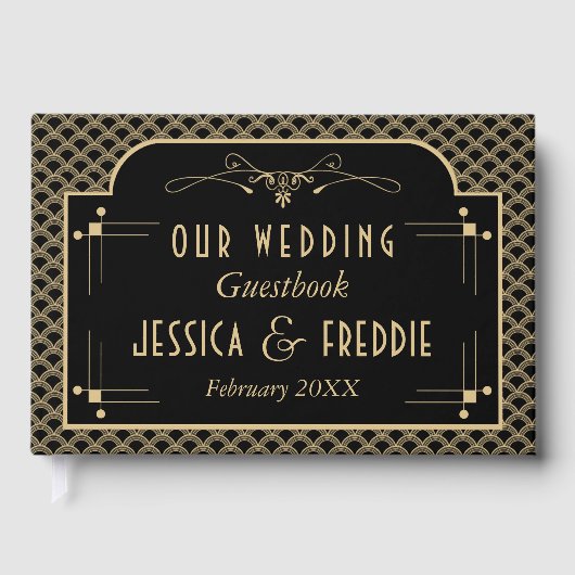 ヴィンテージ1920年代アールデコギャツビー結婚ズコレクション ゲストブック (正面)