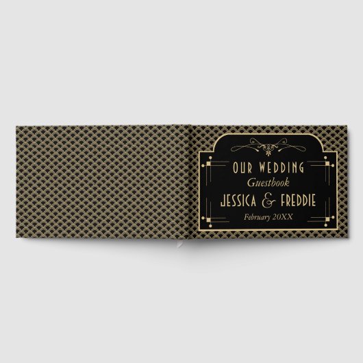 ヴィンテージ1920年代アールデコギャツビー結婚ズコレクション ゲストブック (全面)