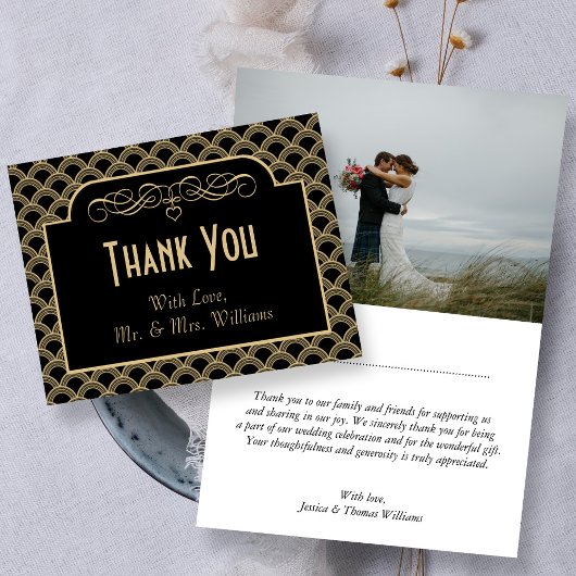 ヴィンテージ1920年代アールデコギャツビー結婚ズコレクション サンキューカード