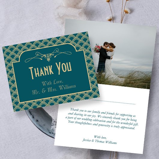 ヴィンテージ1920年代アールデコギャツビー結婚ズコレクション サンキューカード