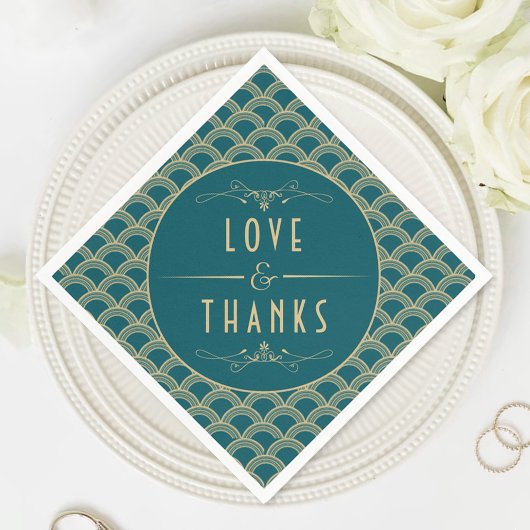 ヴィンテージ1920年代アールデコギャツビー結婚ズコレクション スタンダードカクテルナプキン