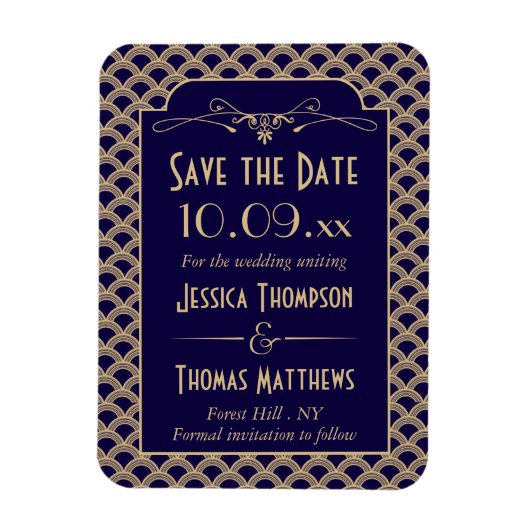 ヴィンテージ1920年代アールデコギャツビー結婚ズコレクション マグネット (縦)