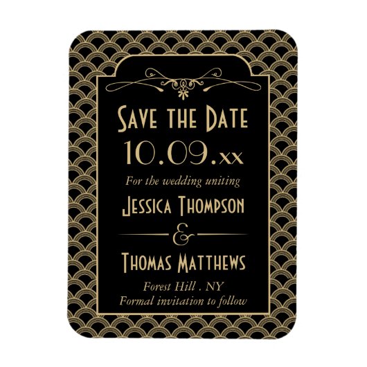 ヴィンテージ1920年代アールデコギャツビー結婚ズコレクション マグネット (縦)