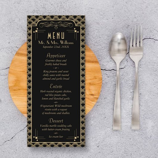 ヴィンテージ1920年代アールデコギャツビー結婚ズコレクション メニュー