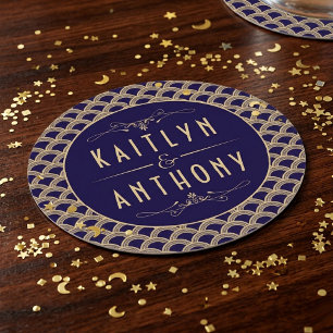 ヴィンテージ1920年代アールデコギャツビー結婚ズコレクション ラウンドペーパーコースター