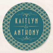 ヴィンテージ1920年代アールデコギャツビー結婚ズコレクション ラウンドペーパーコースター (正面)