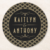 ヴィンテージ1920年代アールデコギャツビー結婚ズコレクション ラウンドペーパーコースター (正面)