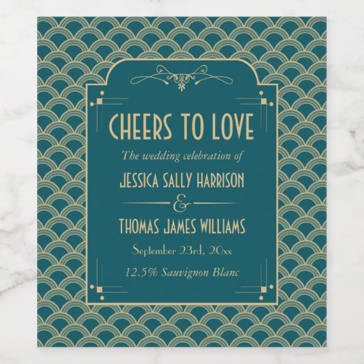 ヴィンテージ1920年代アールデコギャツビー結婚ズコレクション ワインラベル (シングルラベル)