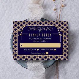 ヴィンテージ1920年代アールデコギャツビー結婚ズコレクション 出欠カード