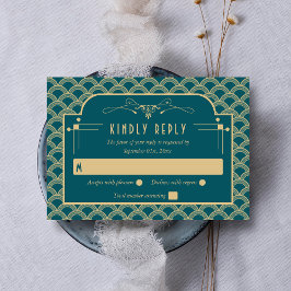 ヴィンテージ1920年代アールデコギャツビー結婚ズコレクション 出欠カード