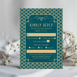 ヴィンテージ1920年代アールデコギャツビー結婚ズコレクション 出欠カード