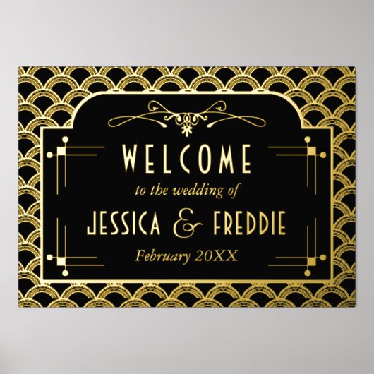 ヴィンテージ1920年代アールデコギャツビー結婚ズコレクション 箔ポスター (正面)