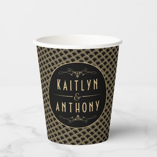 ヴィンテージ1920年代アールデコギャツビー結婚ズコレクション 紙コップ (正面)