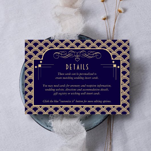 ヴィンテージ1920年代アールデコギャツビー結婚詳細 エンクロージャーカード