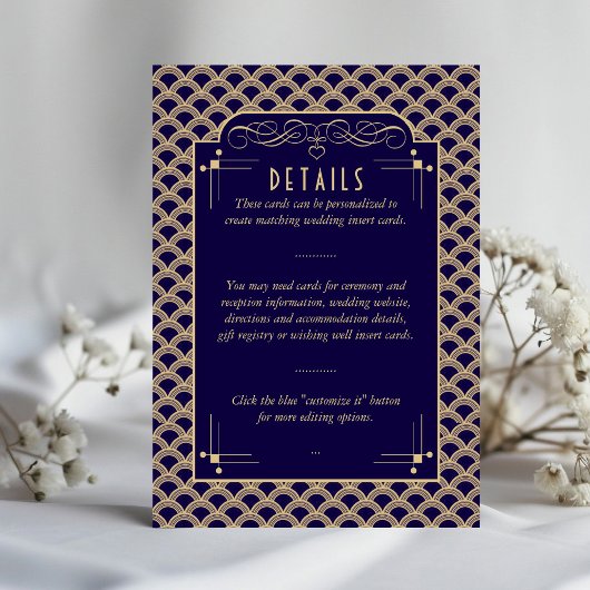 ヴィンテージ1920年代アールデコギャツビー結婚詳細 エンクロージャーカード