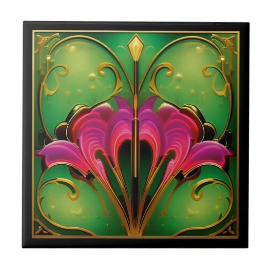 ヴィンテージ1920年代アールデコ再生用セラミックタイル タイル (正面)