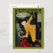 ヴィンテージ1920年代イタリアンコーヒーマシンと ポストカード (正面/裏面)