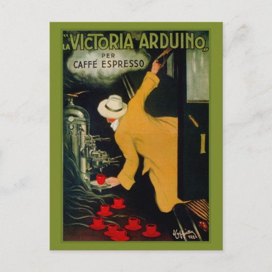 ヴィンテージ1920年代イタリアンコーヒーマシンと ポストカード (正面)