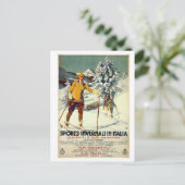 ヴィンテージ1920年代ウィンタースポーツ広告イタリアン旅行 ポストカード (スタンド正面)
