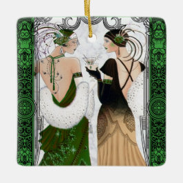 ヴィンテージ1920年代クリスマスマルティニフラッパー女性 セラミックオーナメント